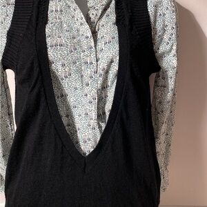 Merino Black Sweater V Small Tristan Iseute